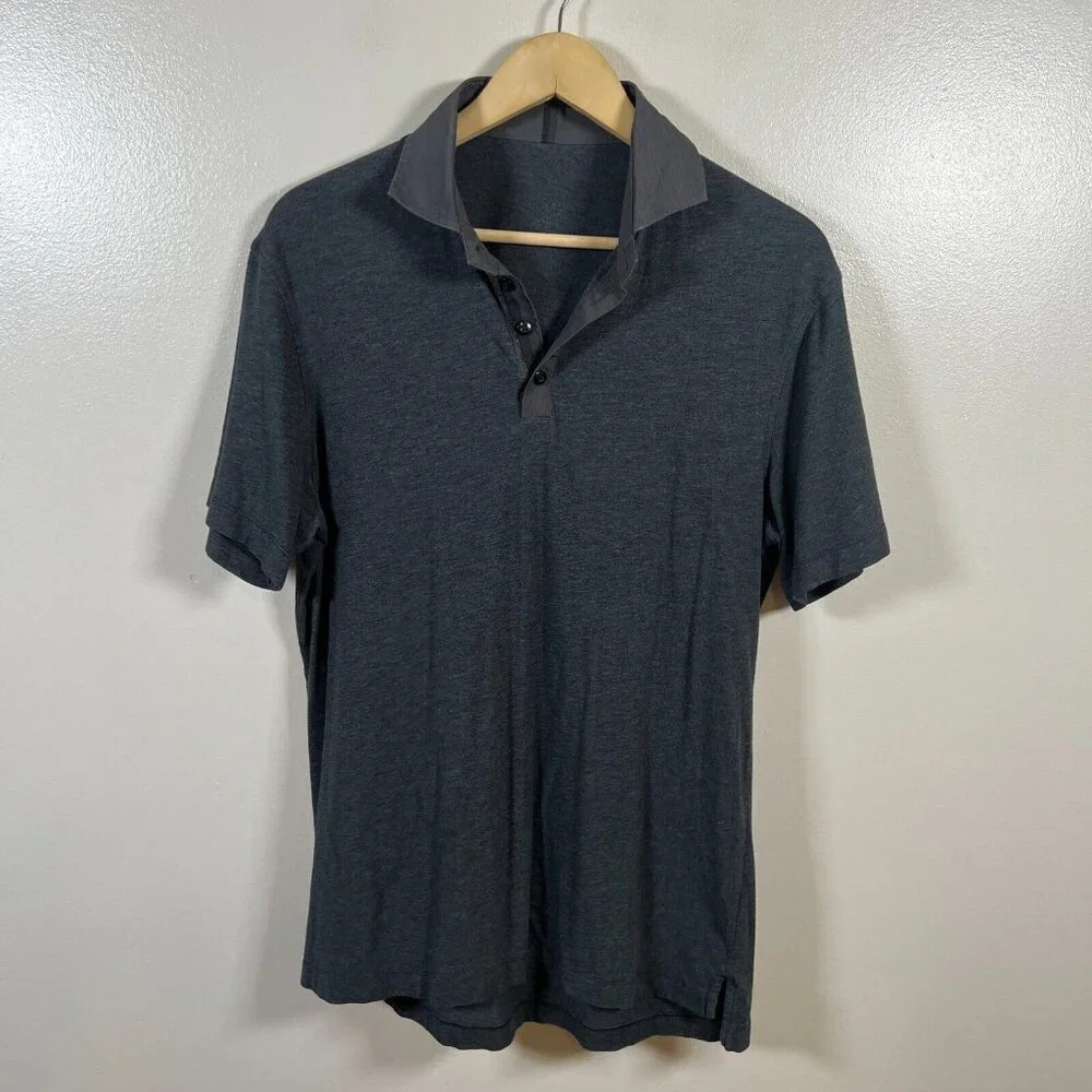 Lululemon Short Sleeve Polo Shirt Mens Size XL? Gray Golf Work Office Travel